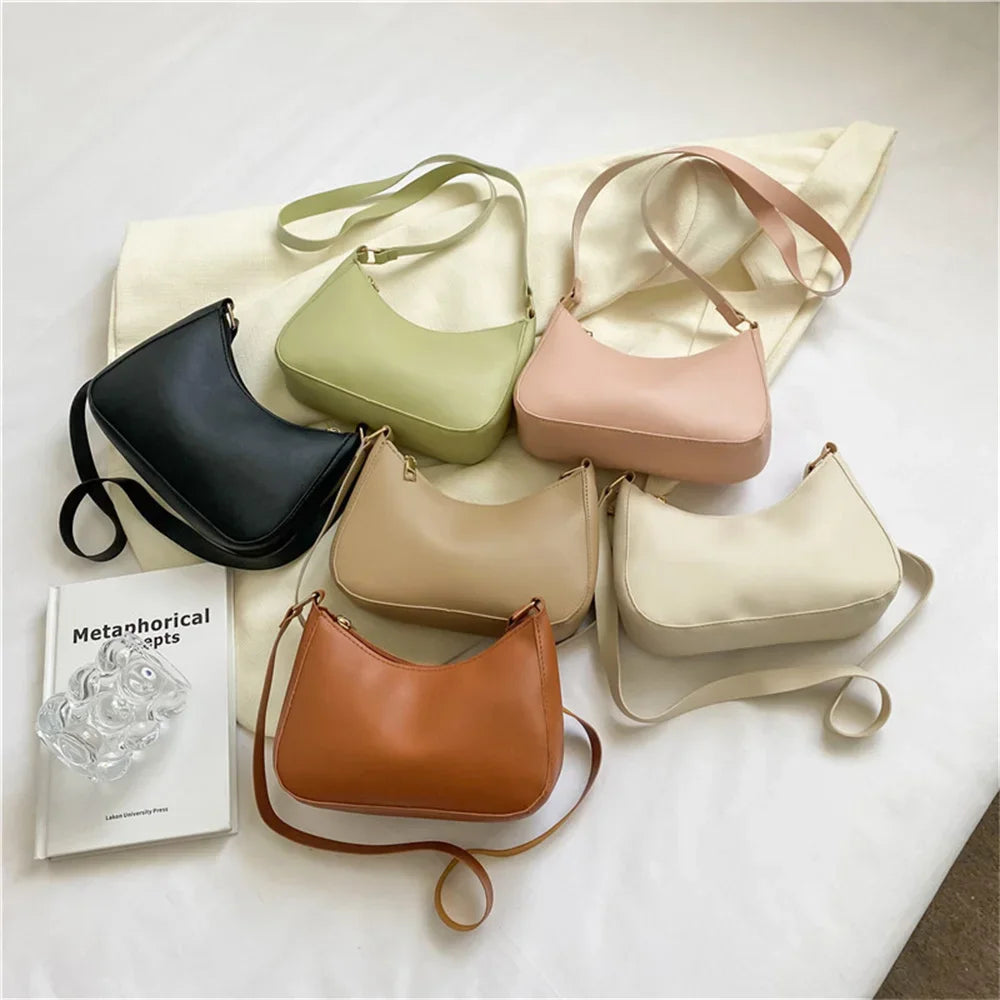 WOMEN'S Bag Underarm Bag  Handbags Retro Solid Color PU Leather Shoulder Underarm Bags Casual Women Hobos Handbags