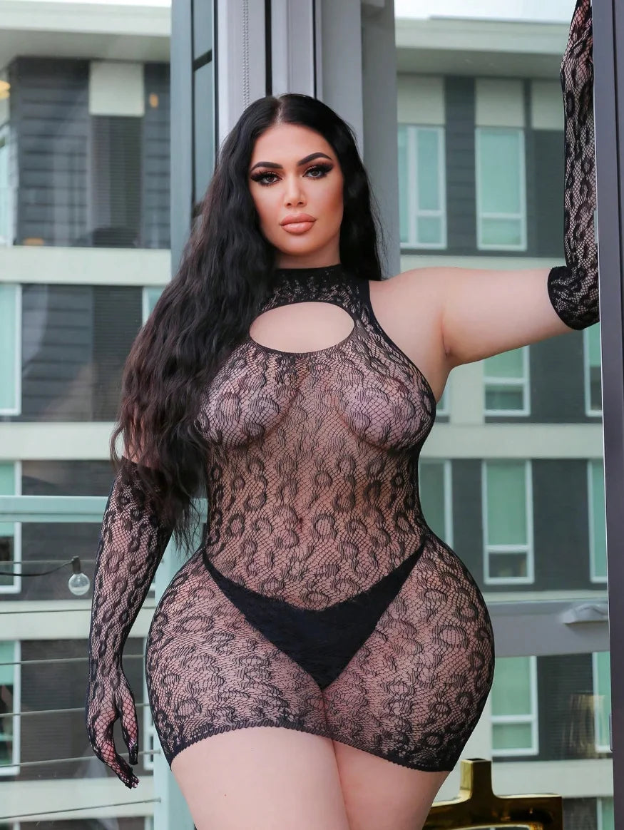 Plus Size Sexy Lingerie Women Body Lenceria Erotic Fishnet Sensual Sex See Through Hot Dress Mesh Bodysuit Underwear Costumes