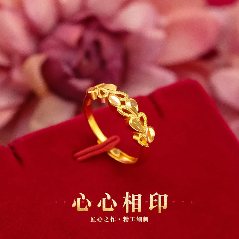 100% 18K Gold Jewelry rings for Women  Wedding rings Bohemia Engagement Irregular Anillos Mujer18 K Gold Box