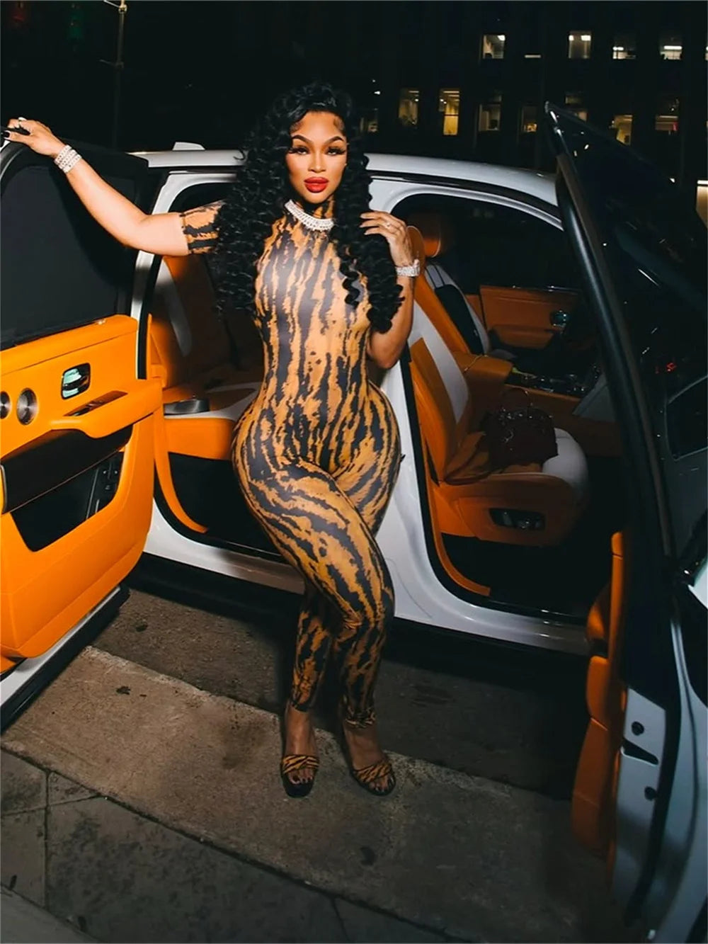 Midnight Stripe Slim Jumpsuit