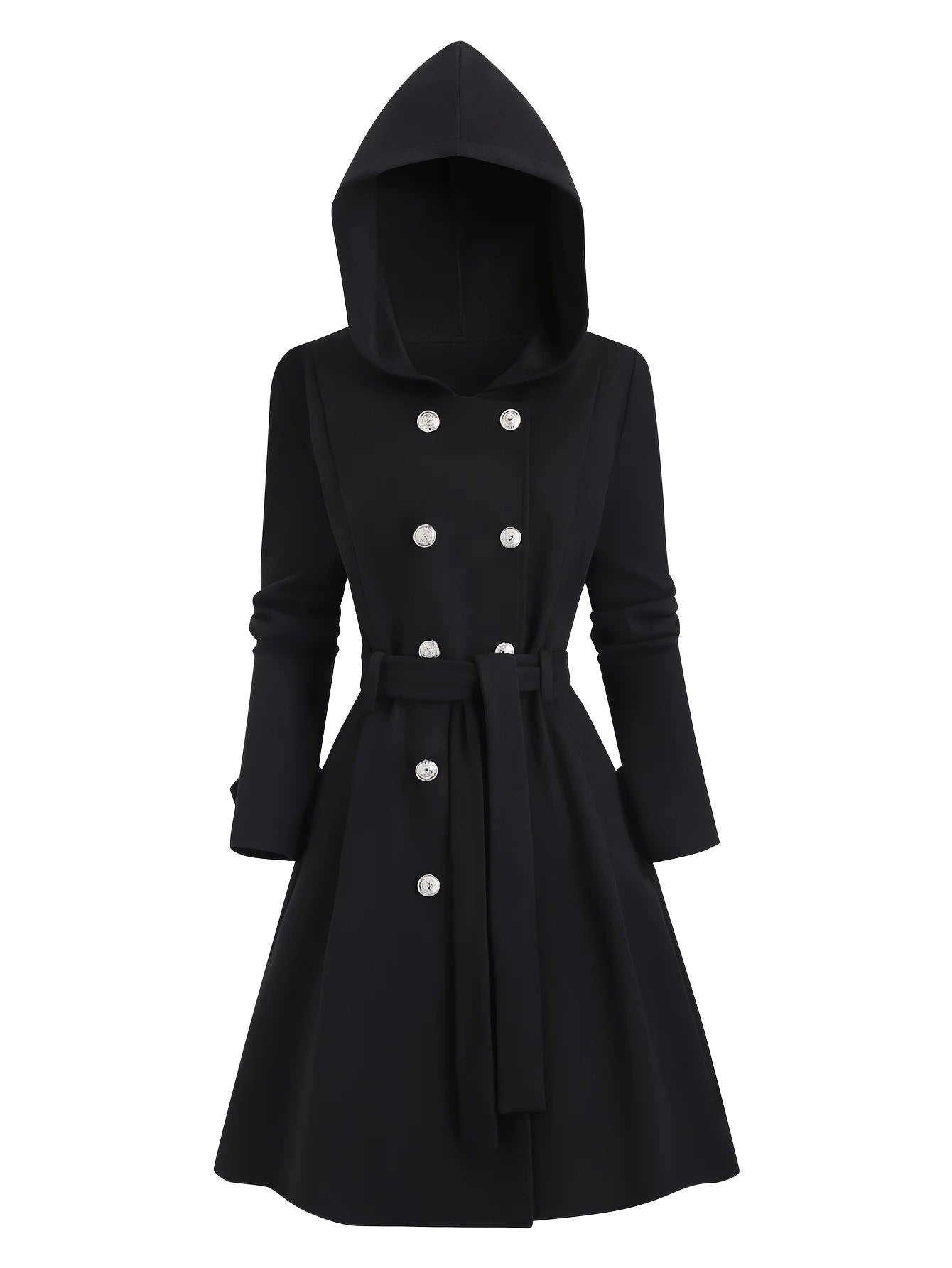 Double-Breasted Hooded Winter Jacket