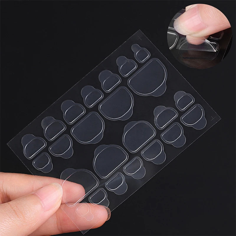Stick On 24PCS French Design Fake Toe Nail Press on Toe False Nails Acrylic Reusable Toe Nail with Adhesive Tools