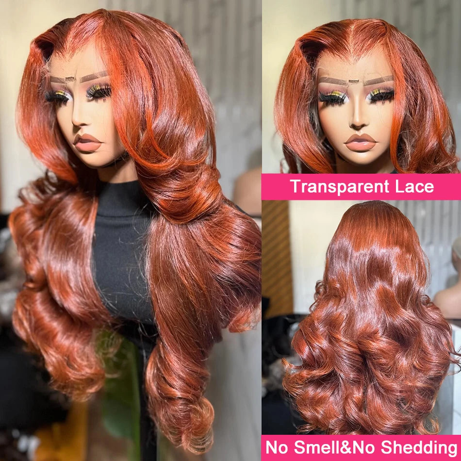 40 inch Reddish Brown HD Lace Front Human Hair Wig PrePlucked 13x4 Colored Human Hair 13x6 Lace Front Wigs Body Wave Wig 4x4 5x5
