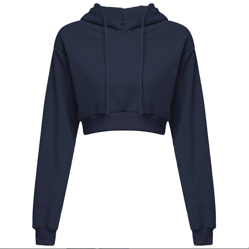 New Fashion Women Hoodie Sweatshirt Short Top Coat Sport Pullover Hooded Tops Female Autumn Winter Clothes Crop Top Hoodie