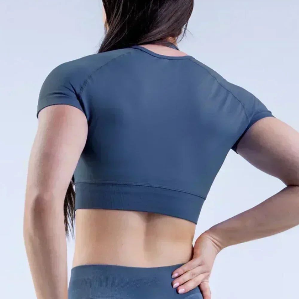 Short Sleeve Crop Top for Women Wotkout Yoga Top Shirts Light Weight Seamless Gym Crop Top Ribbed Underbrand Sports Shirt