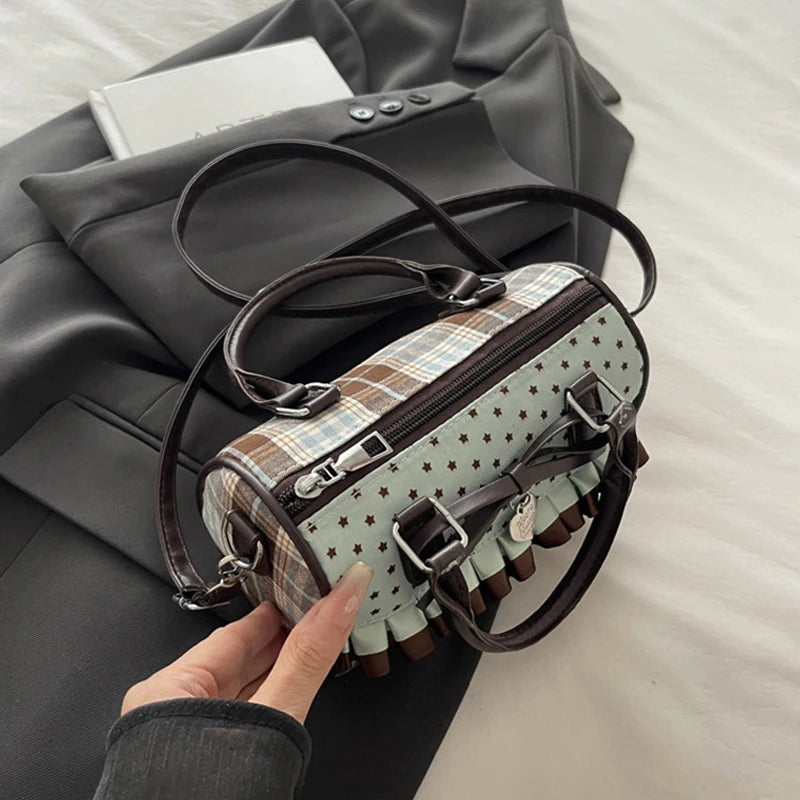 Boston Handbag Women Fashion Shoulder Bag Korean Bow Design Pillow Bag With Heart Pendant Big-capacity Purse Bolsa Feminina