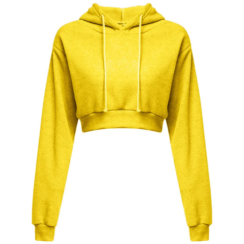 New Fashion Women Hoodie Sweatshirt Short Top Coat Sport Pullover Hooded Tops Female Autumn Winter Clothes Crop Top Hoodie