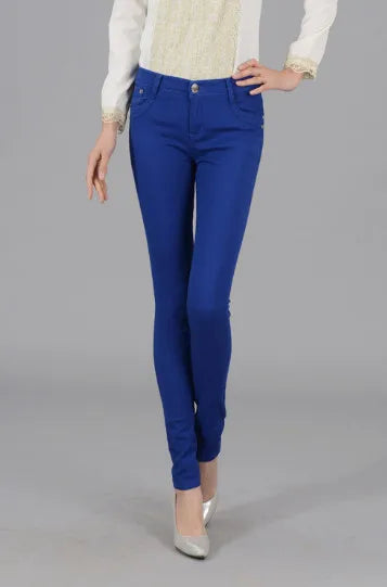 Women Dress Pants Tapered Leg  Colored Stretch Slim Jeans Skinny Trousers  Pockets  for Daily ouc073