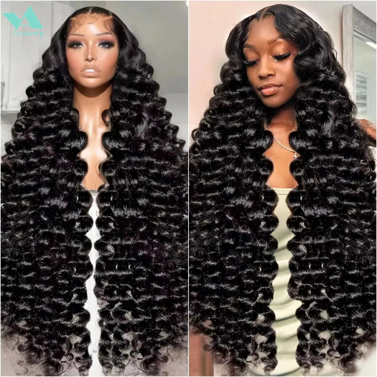 40 Inch Loose Deep Wave Human Hair 13x4 13x6 HD Lace Frontal Wigs Human Hair Brazilian Curly Human Hair 360 Full Lace Front Wig