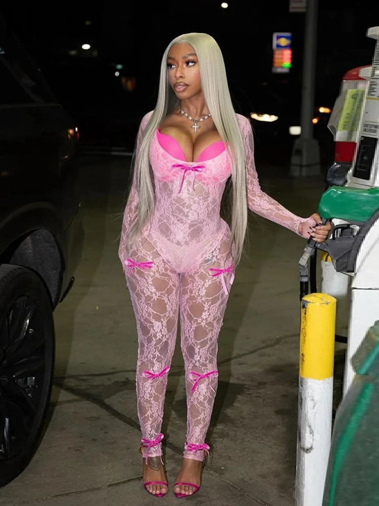 Midnight Bow Lace Jumpsuit