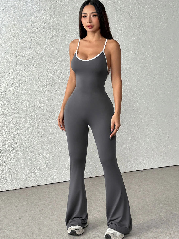 Backless Sling Slim-Fit Streetwear Jumpsuit