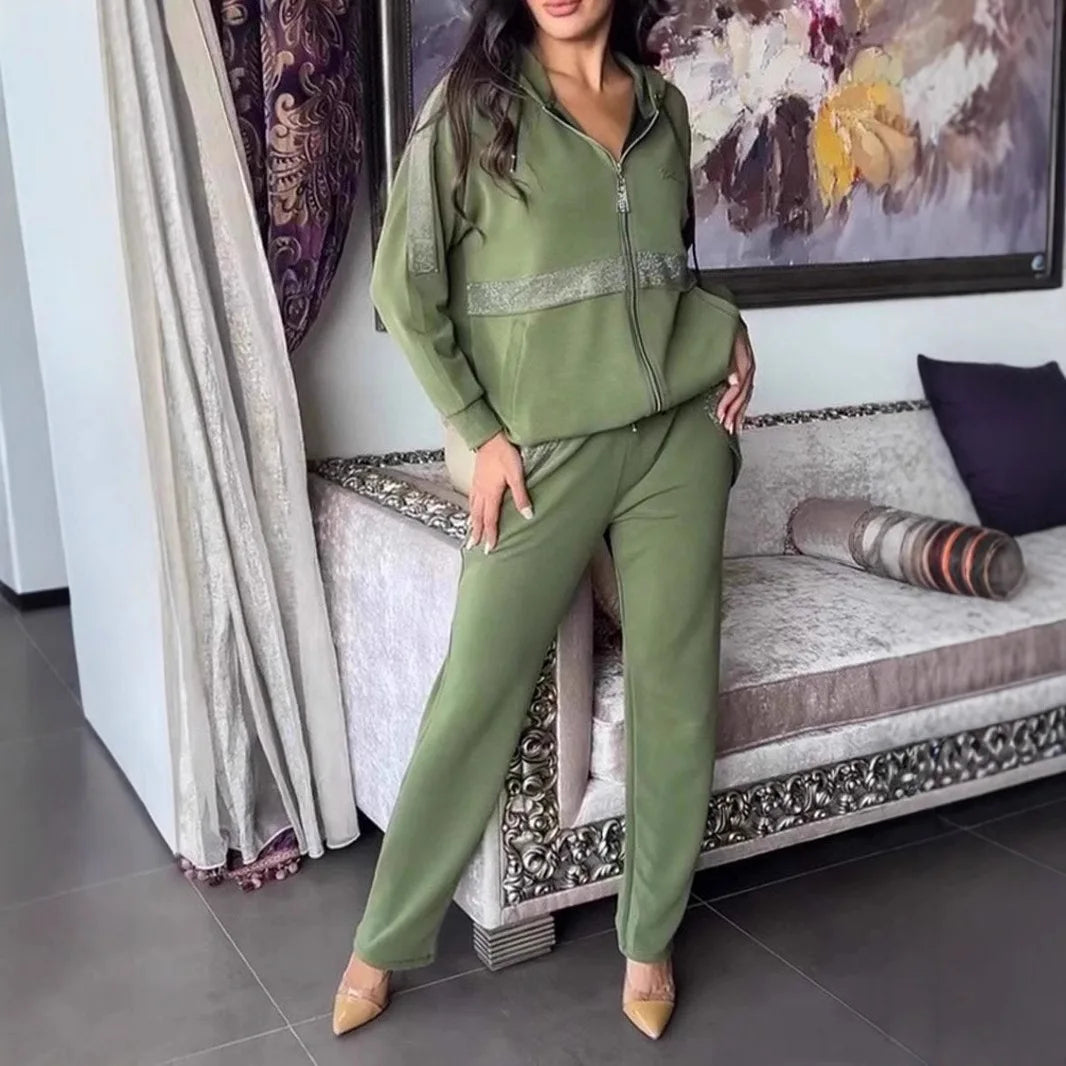 2025 New Autumn and Winter Fashion Casual Long-sleeved Trousers Sweatshirt Trousers 2-piece Set Костюм Женский Летний