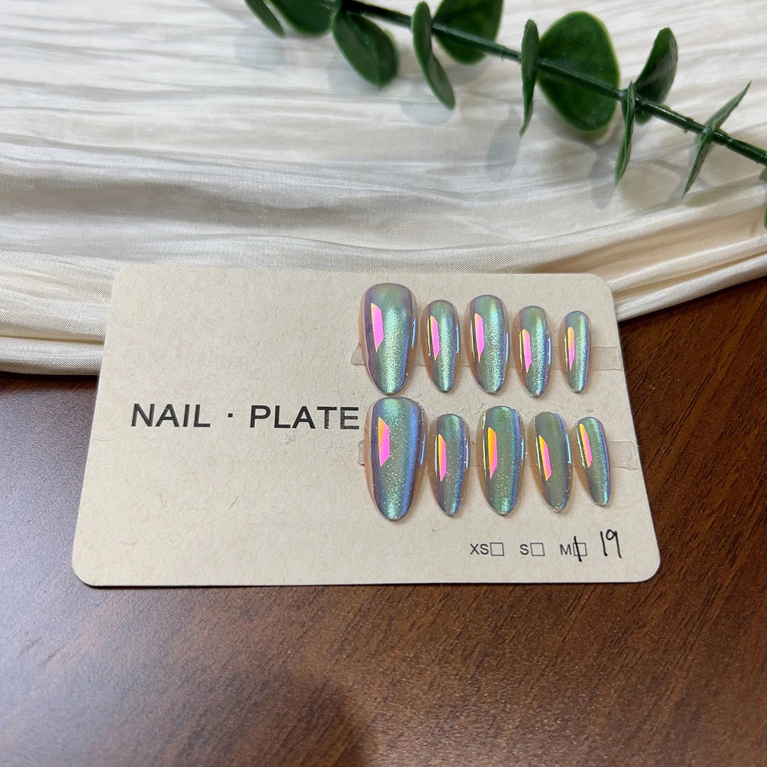 10pcs/Set Handmade Press on Nails Pink Flower Sweet Style Short Square Head Glossy Finish Nail For Women DIY Manicure Nail Tips