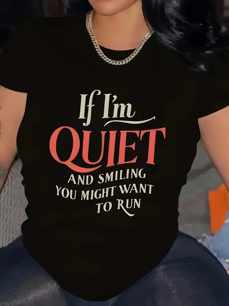 Plus Size “If I’m Quiet & Smile” Graphic Tee