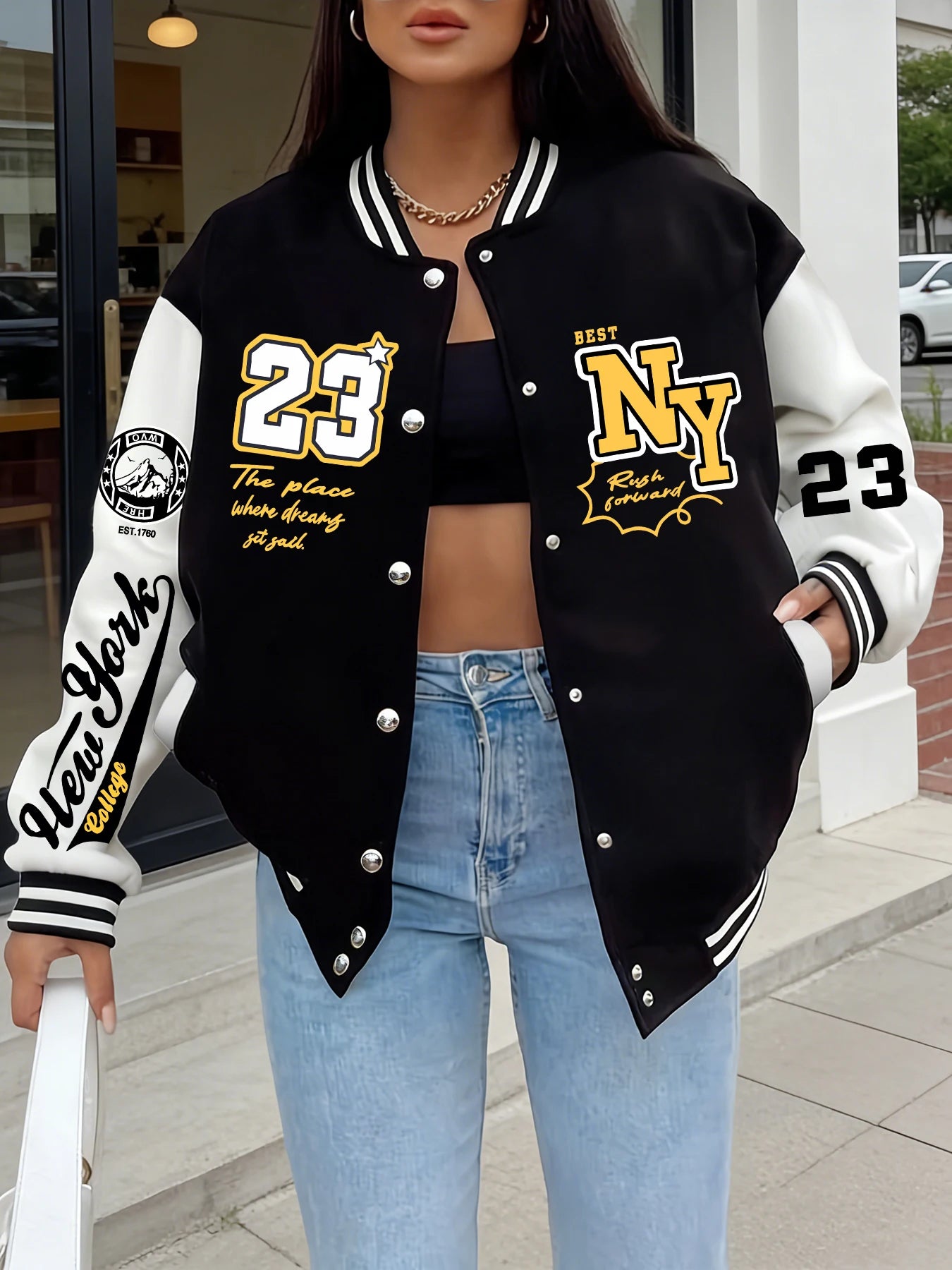 New York 23 Oversized Varsity Jacket