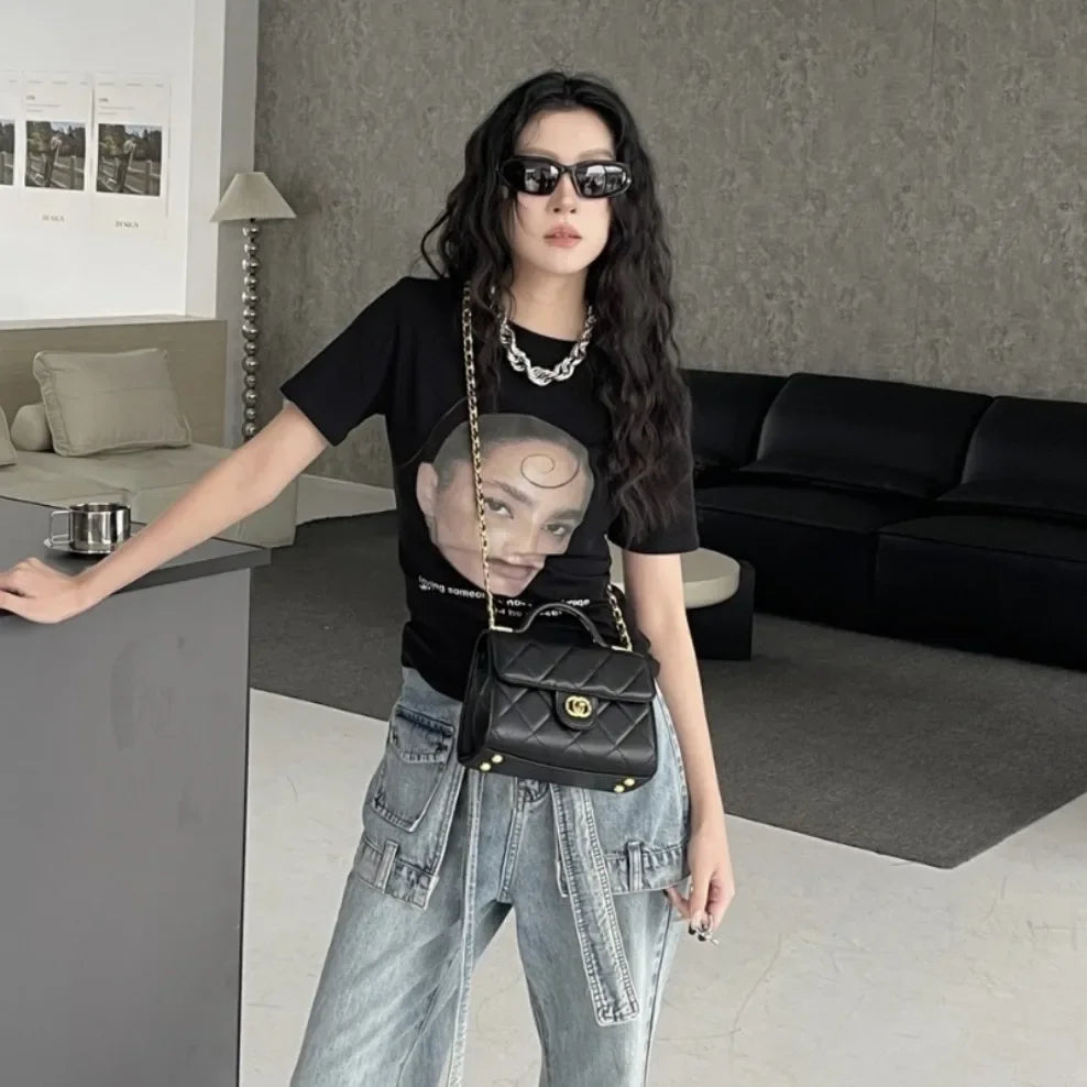 Elegant Leather Handbag for Women Luxury Brand Famous Designer Popular Classic Shoulder Bag with Pockets