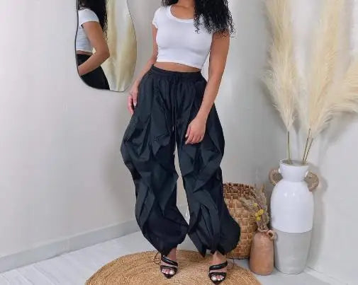 Women's Pants 2025 Spring Autumn New Elegant Commuting Workwear with Patchwork Lace Lantern Pants and Ankle Binding Pants