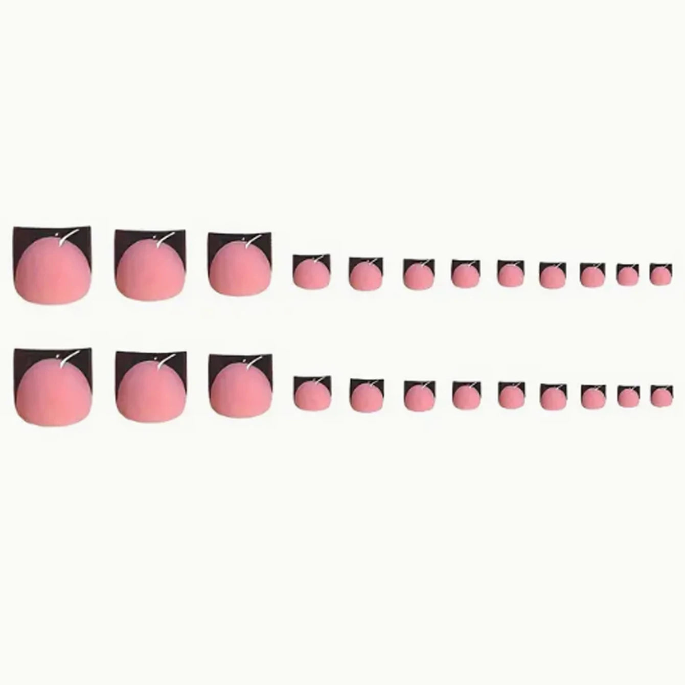 48PCS French Pointed Nail Press, Square And Toenail Press, Medium Fake Nail Full Coverage, Black French Toenail Press