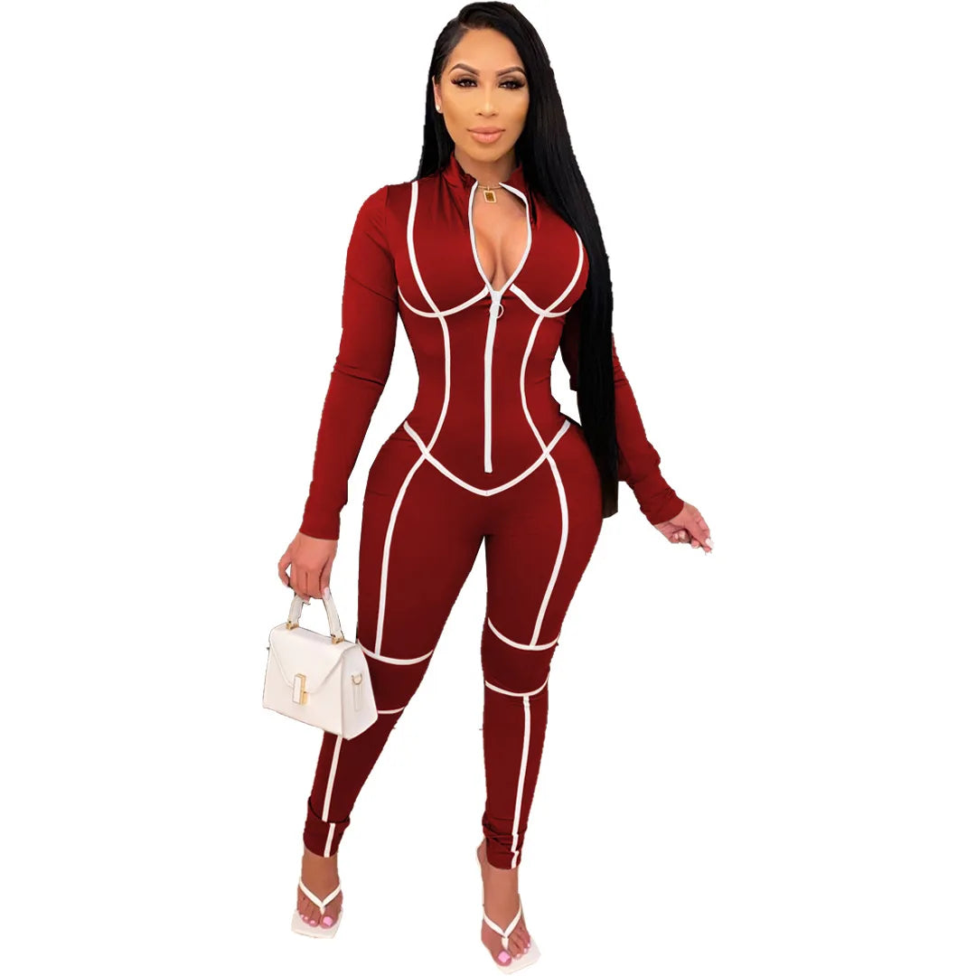 Slim Zip-Up Streetwear Jumpsuit