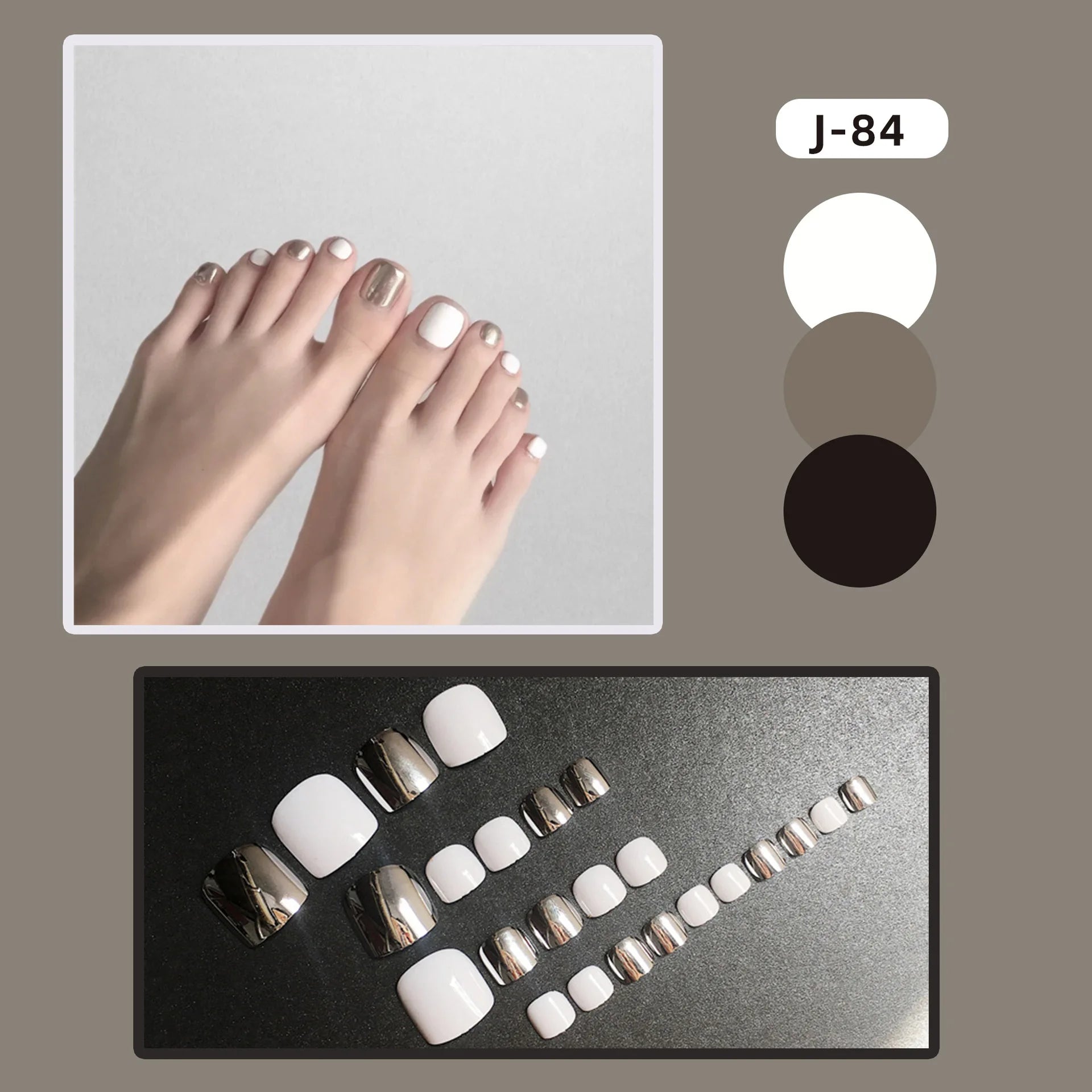 24Ps Glossy Lake Blue Press on Toe Nails Artificial Acrylic Fake Toenails Full Coverage Removable Wearable Toe Nail Art Finished