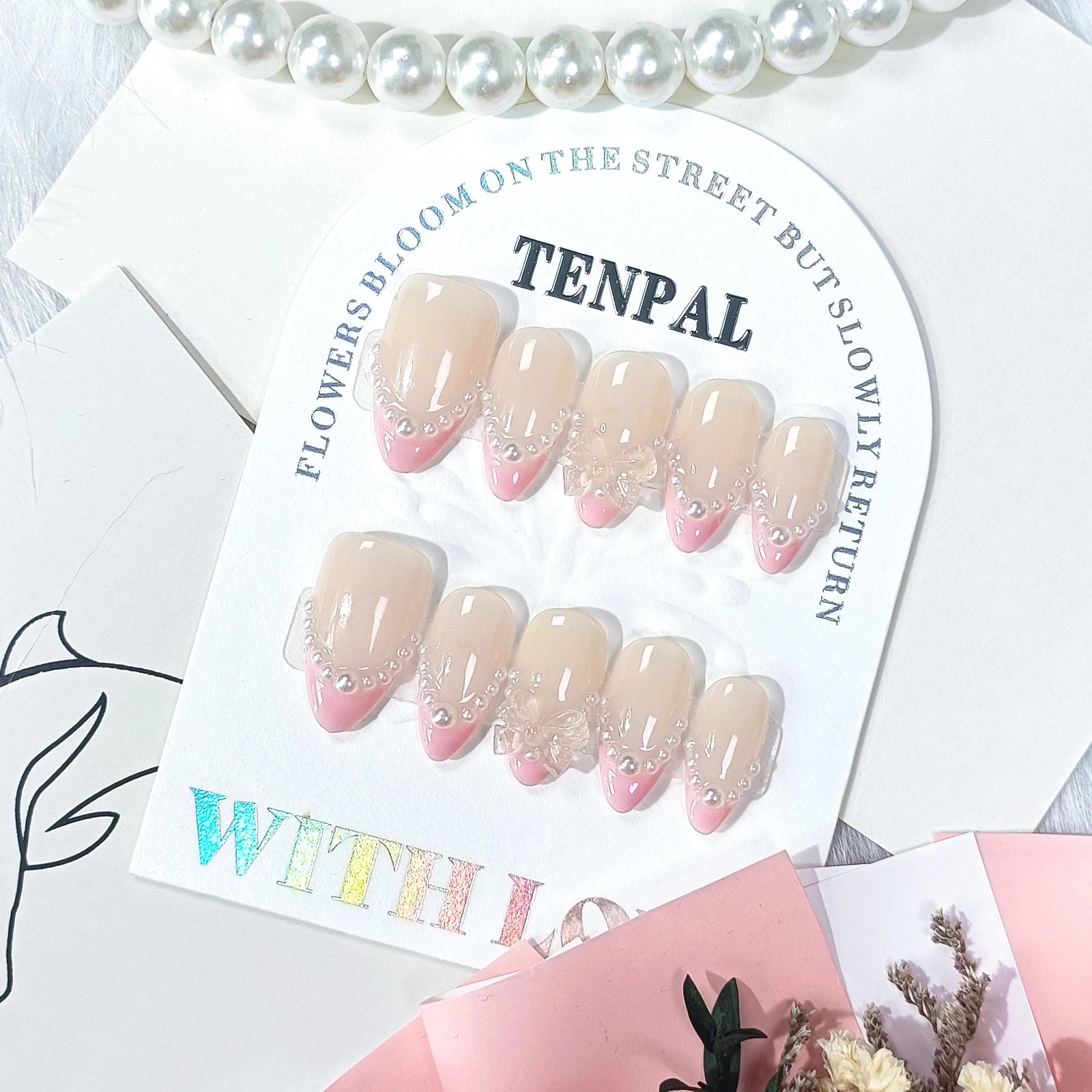 Simple French Press on Nails Solid Color Nude Pink Almond Nails Acrylic Artificial False Nails with Glue Full Cover Nail Tip Art