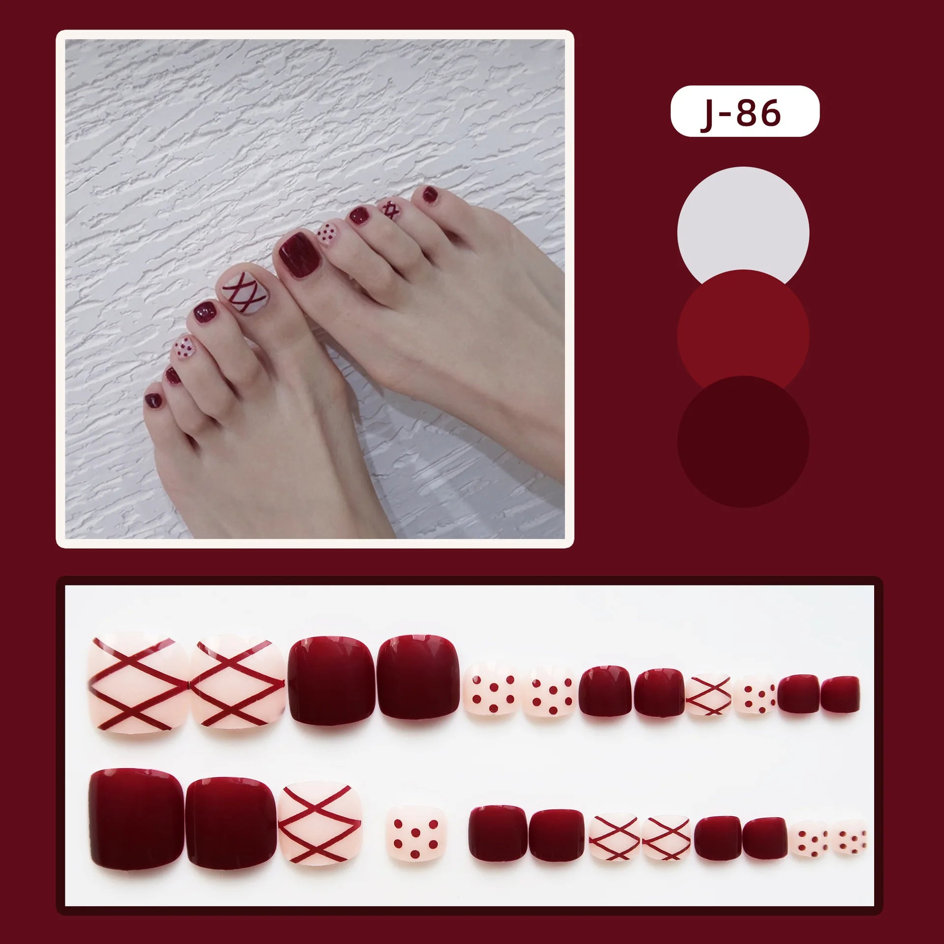 24Ps Glossy Lake Blue Press on Toe Nails Artificial Acrylic Fake Toenails Full Coverage Removable Wearable Toe Nail Art Finished