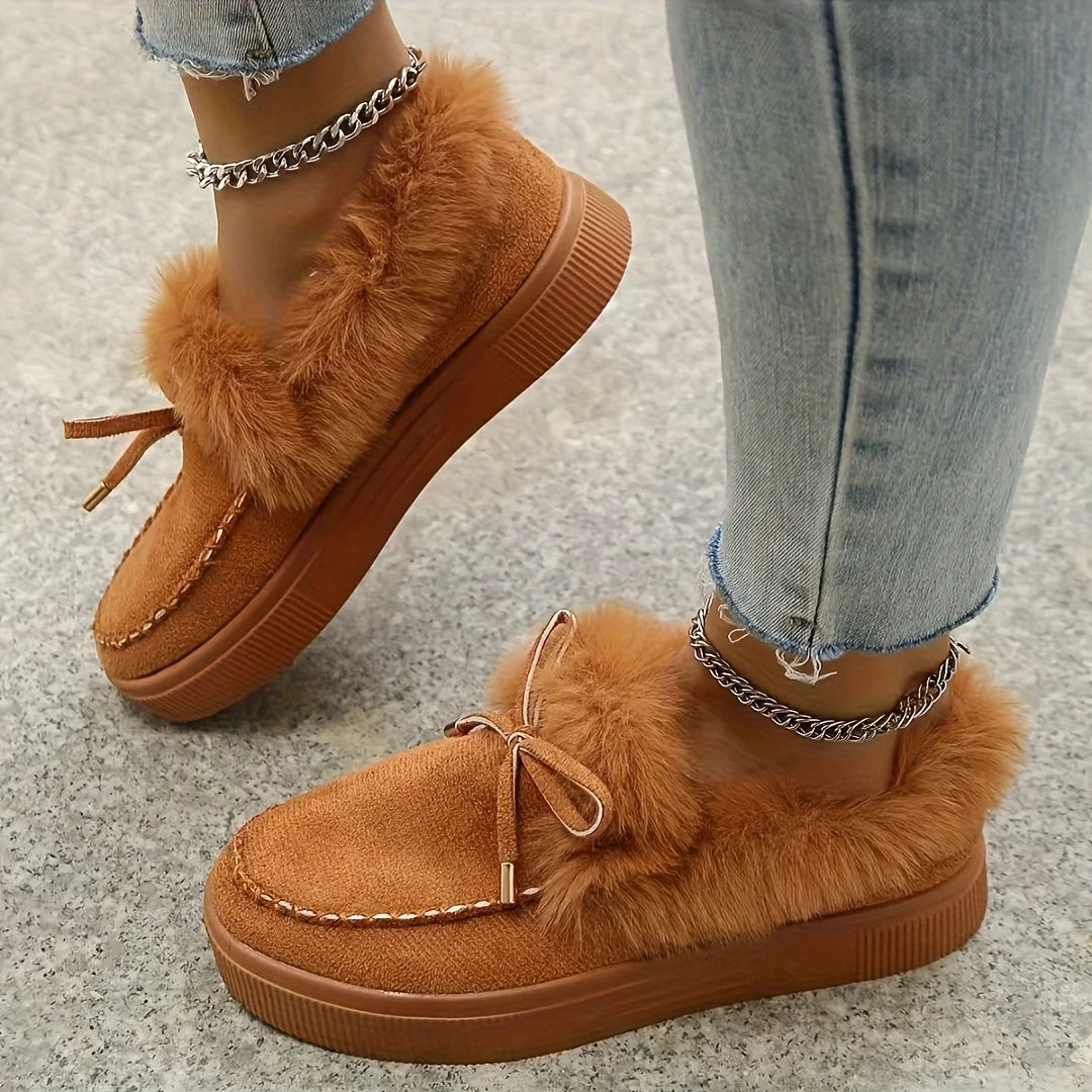 Stylish Short Boots, Black/Red, Faux Fur Trim. Lightweight & Warm, Unisex Plus Sizes. Perfect Gift, Multiple Occasions!