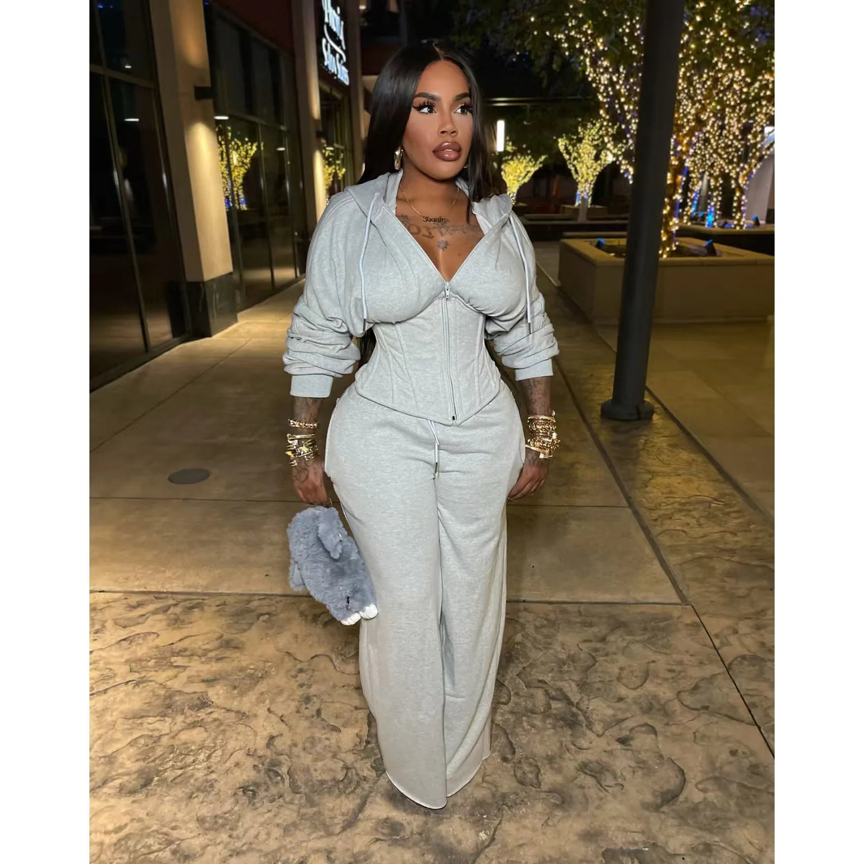 Y2K Two-Piece Hoodie Tracksuit Set