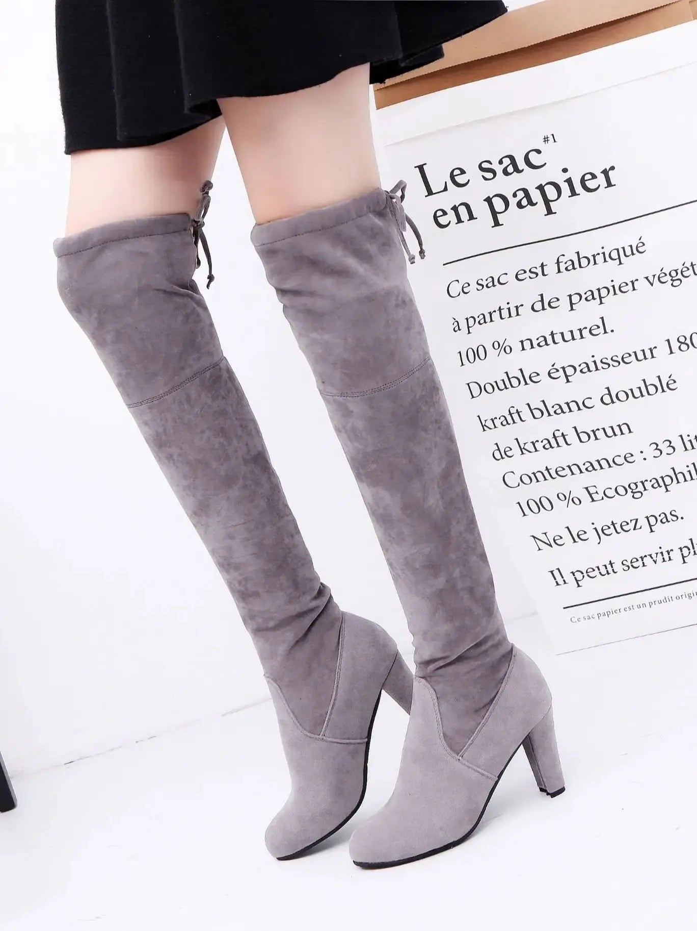 Women boot Faux Suede Women Over The Knee Boots Lace Up Sexy High Heels Shoes Woman Female Slim Thigh High Boots 2019