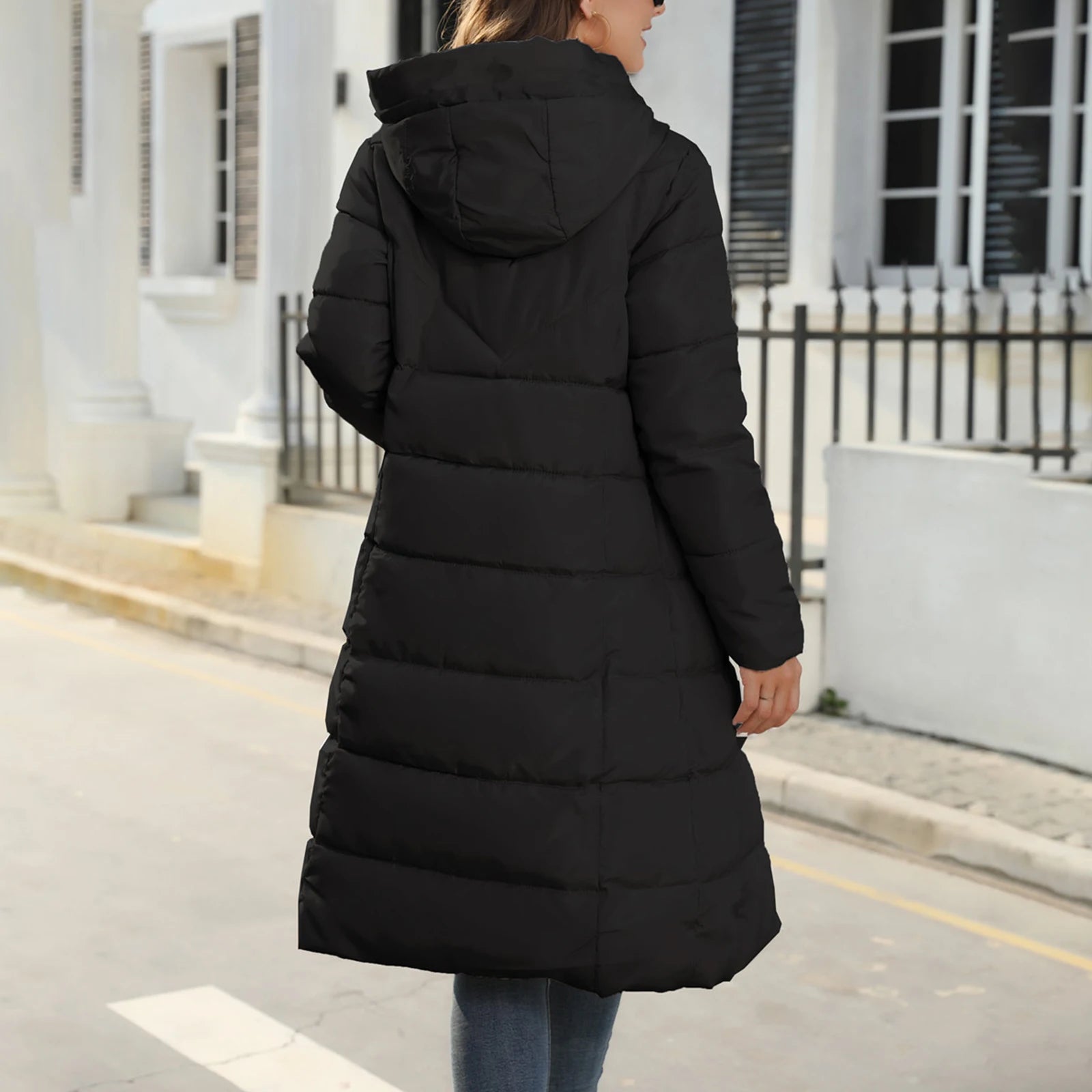 Long Hooded Quilted Puffer Jacket