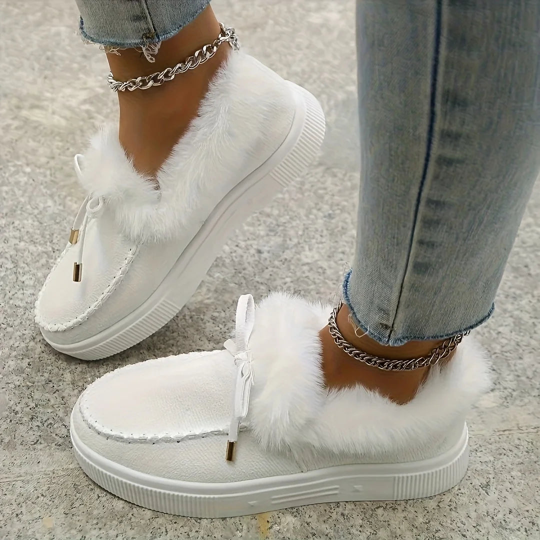 Stylish Short Boots, Black/Red, Faux Fur Trim. Lightweight & Warm, Unisex Plus Sizes. Perfect Gift, Multiple Occasions!