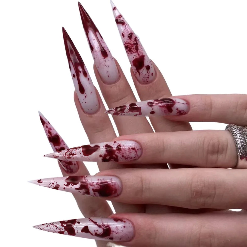 Visual Impact Halloween Press on Nails Various Styles Detachable Halloween Fake Nails Festive Atmosphere DIY