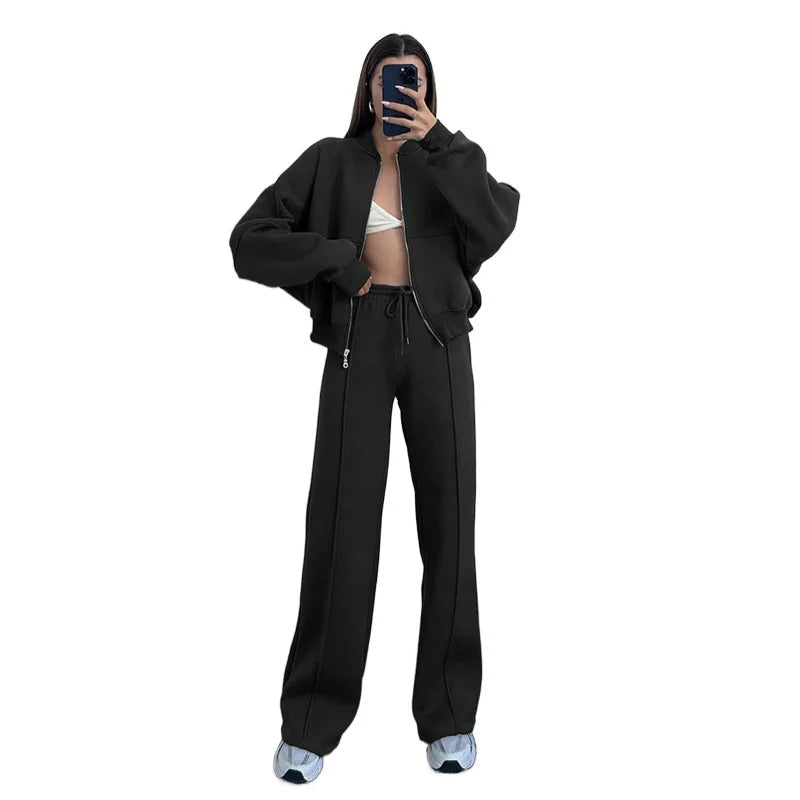 2026 New Women's Hoodie Set Casual Two Piece Sweatshirt Outfit  European Style Lounge Set