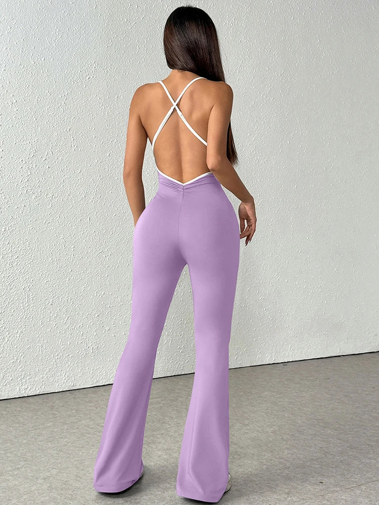 Backless Sling Slim-Fit Streetwear Jumpsuit
