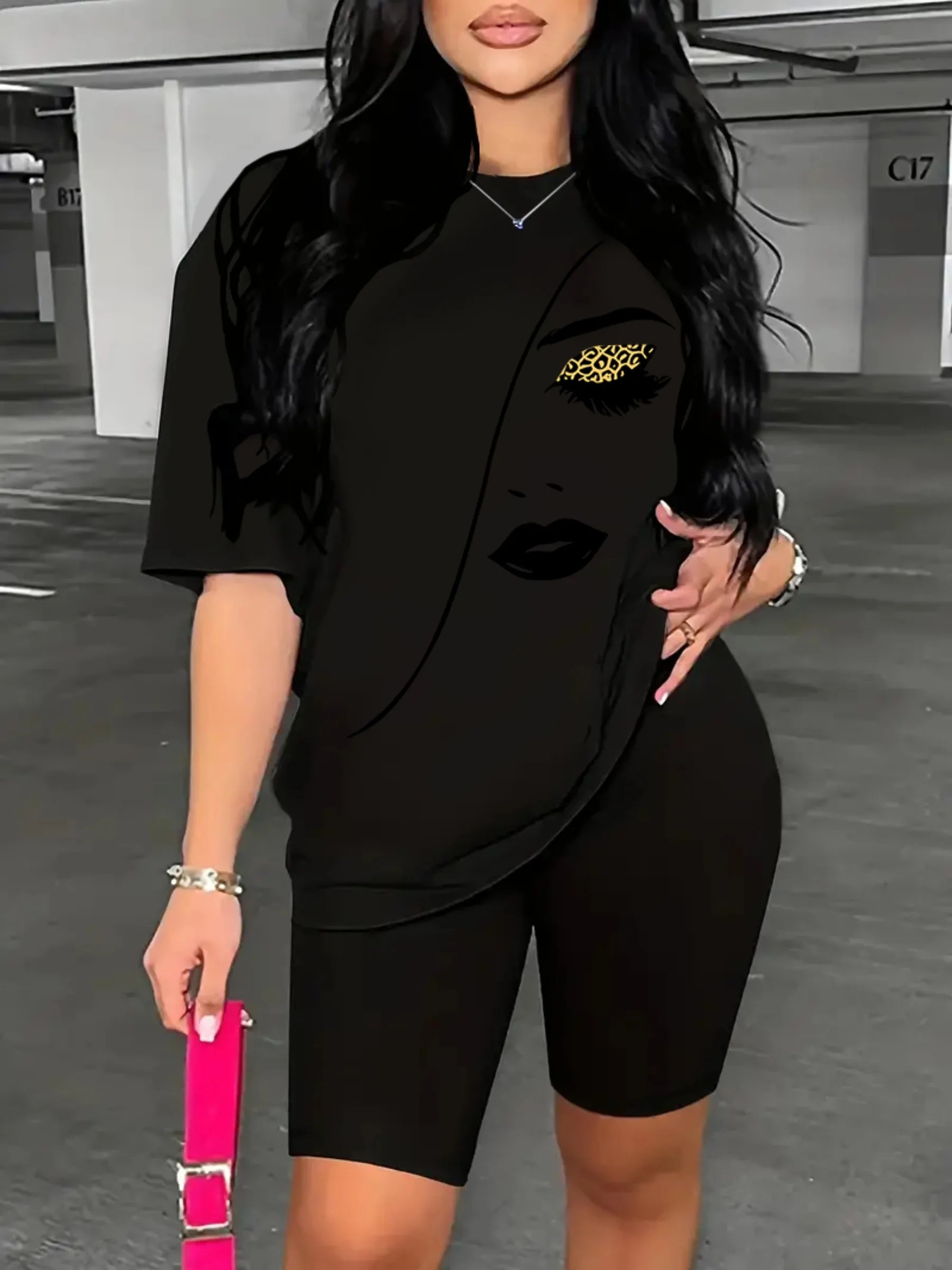 Plus Size 2-Piece Sports Tee & Shorts Set