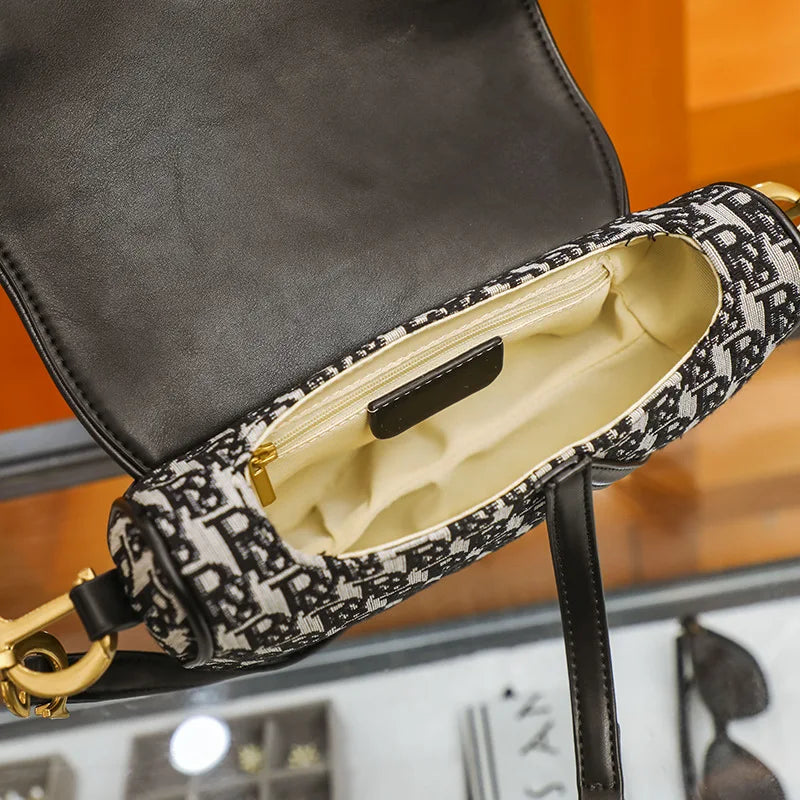 Women Bag Fashion Irregular Embroidery Semi-circle Saddle Bag Women Wide Shoulder Strap One-shoulder Crossbody Handbag Versatile