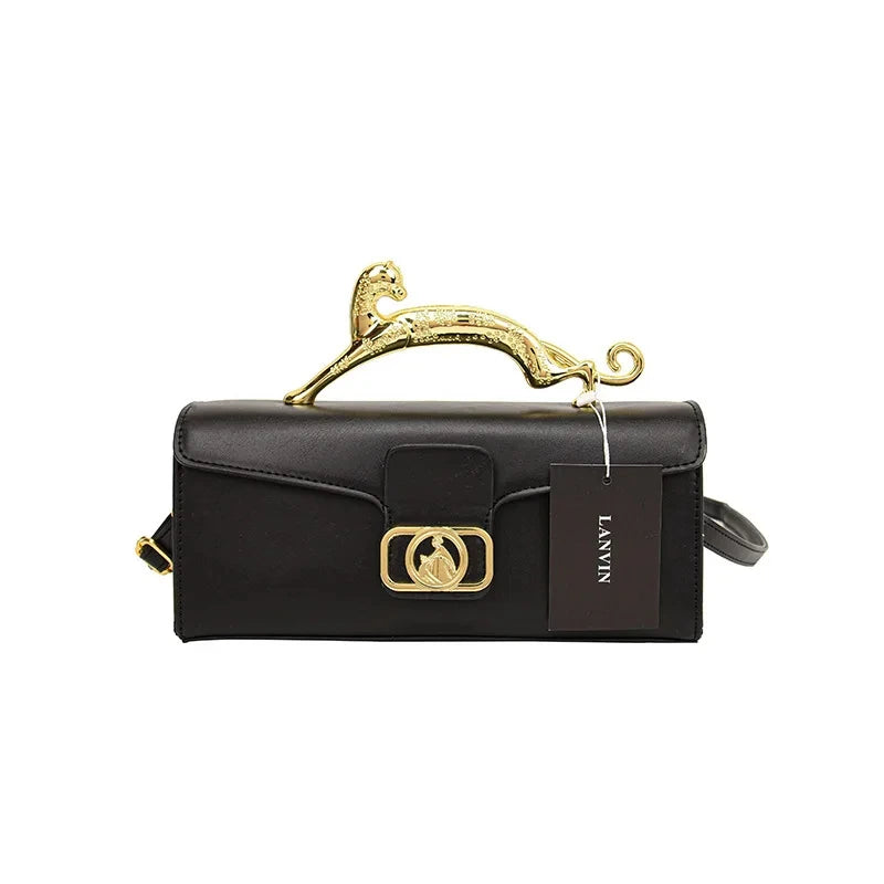 Women's Handbag New Bags For Women Metal Handle Leather Famous Brand Designer Crossbody Fashion Trend Shoulder Bag