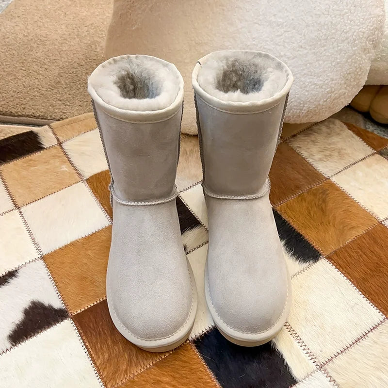 Natural Fur Classic Genuine Sheepskin Women Boots Women Shoes Women Flats Boots Women's Winter Wool Warmth Woman Snow Boots