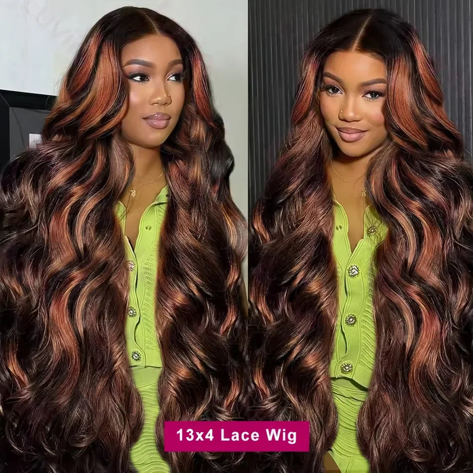 Body Wave Human Hair Wigs Highlight 13X6 hd Lace Frontal Wig 13X4 P4/27 Curly Front Wig 1B30 Brown Ombre Colored 100% Human Hair