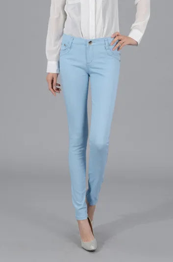 Women Dress Pants Tapered Leg  Colored Stretch Slim Jeans Skinny Trousers  Pockets  for Daily ouc073
