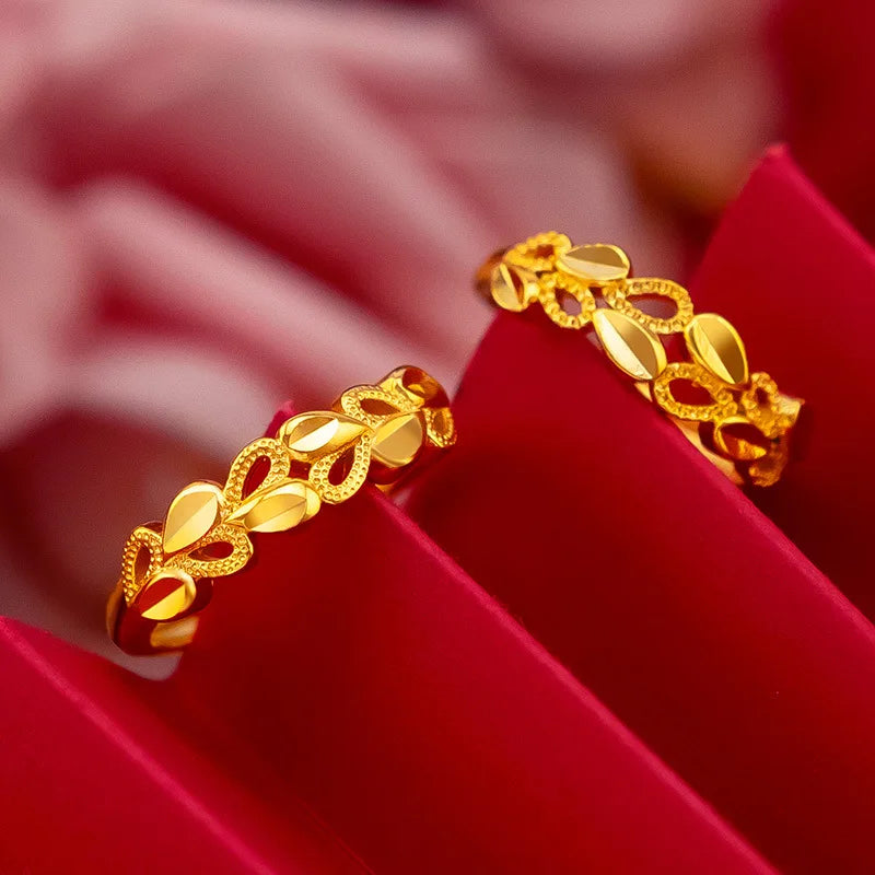 100% 18K Gold Jewelry rings for Women  Wedding rings Bohemia Engagement Irregular Anillos Mujer18 K Gold Box