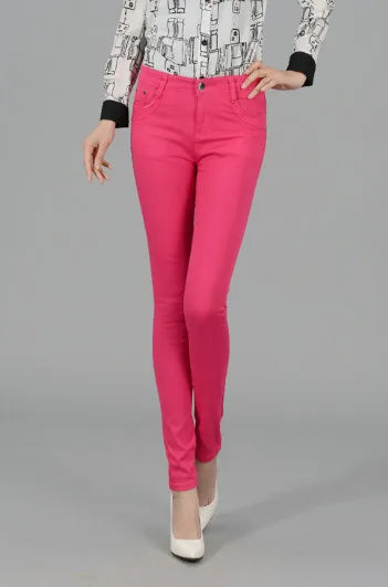 Women Dress Pants Tapered Leg  Colored Stretch Slim Jeans Skinny Trousers  Pockets  for Daily ouc073