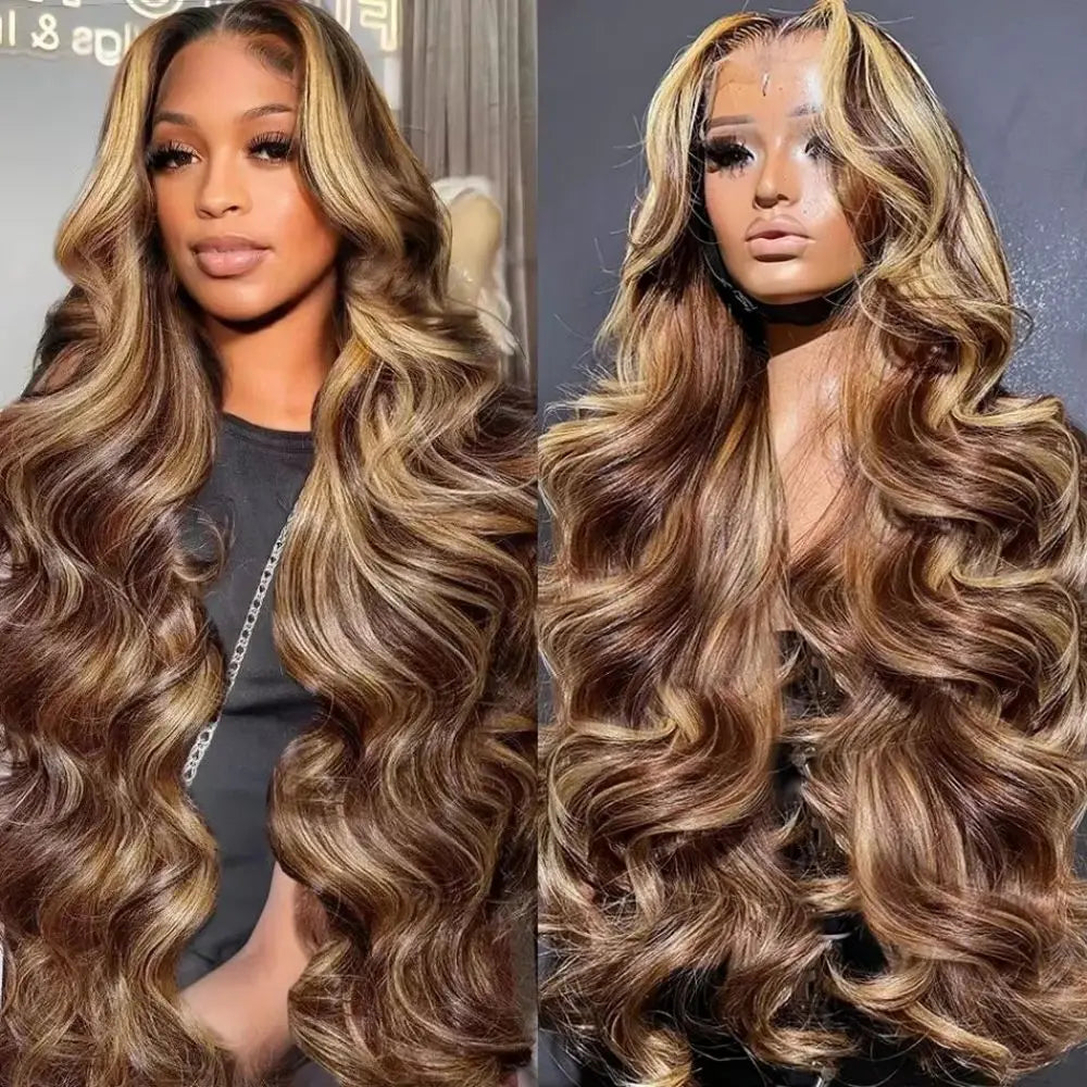 Brazilian Ombre Blonde Body Wave Lace Frontal Wig (4/27 Highlight)