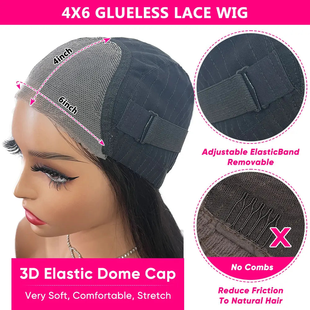 6×4 Glueless Brazilian Straight Lace Wig (Ready-to-Wear, Pre-Cut Lace)