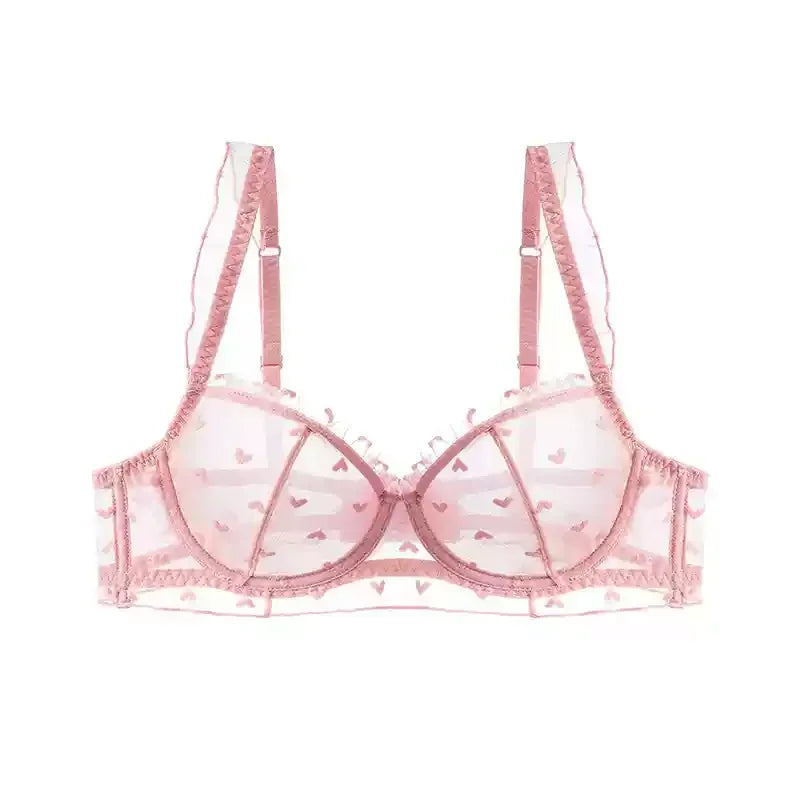 YUQI French Maid Lingerie Set Sexy Lace Underwear Heart-Shaped Push-Up Bra with Steel Rings, Anti-Sagging Bust Suppor Fort Women