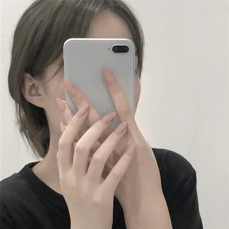 24pcs French Lemon Full Cover Artificial Fake Nails Art Seamless Removable Coffin False Nails With Glue Girls Press On Nail Tips