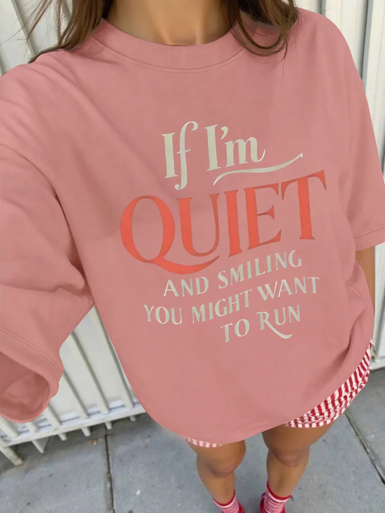 Plus Size “If I’m Quiet & Smile” Graphic Tee