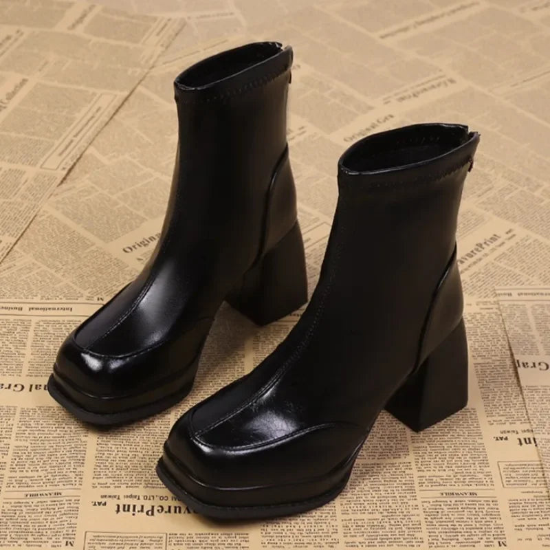 High Heels Women's Ankle Boots Designer Chunky Fashion Shoes 2025 New Winter Elegant Short Boots Dress Pumps Mujer Zapatillas