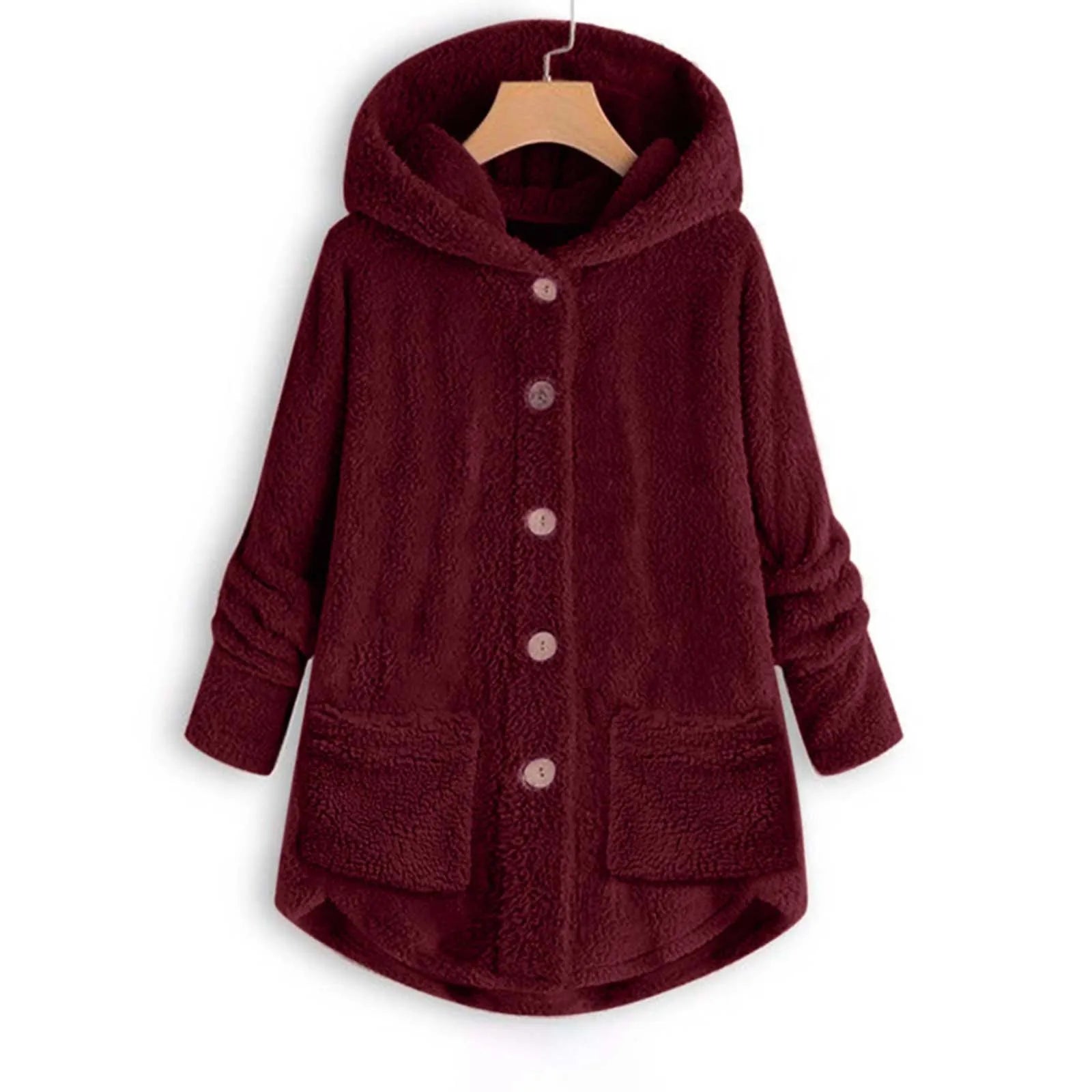 Women's Coat Winter Coat Fashion Plush Pocket Irregular Long Sleeve Keep Cat Ears Warm Coat