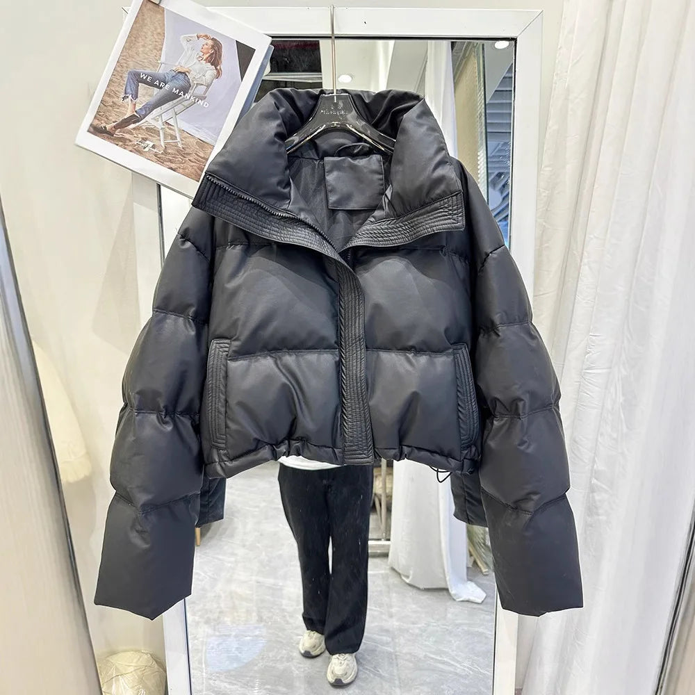 PU Leather Puffer Jacket